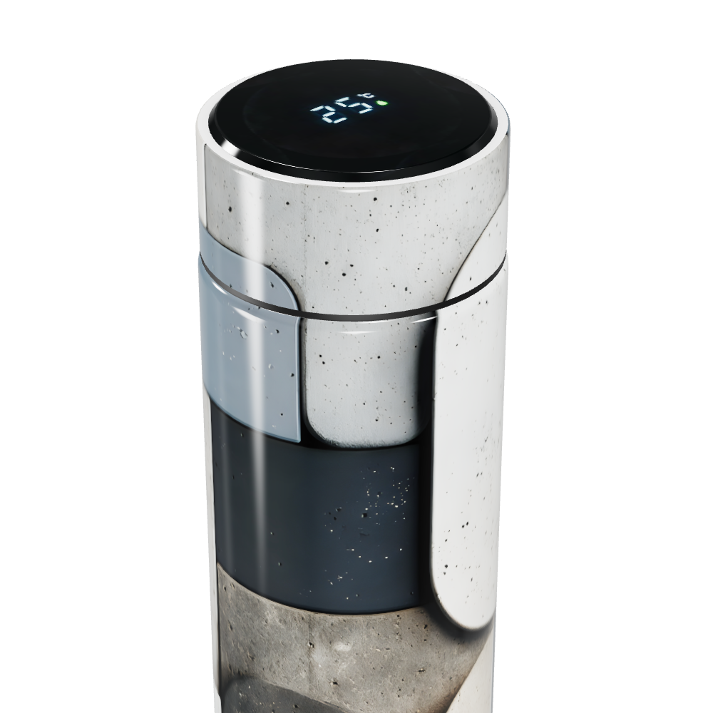 Garrafa Térmica Touch - Design Abstrato Cinza