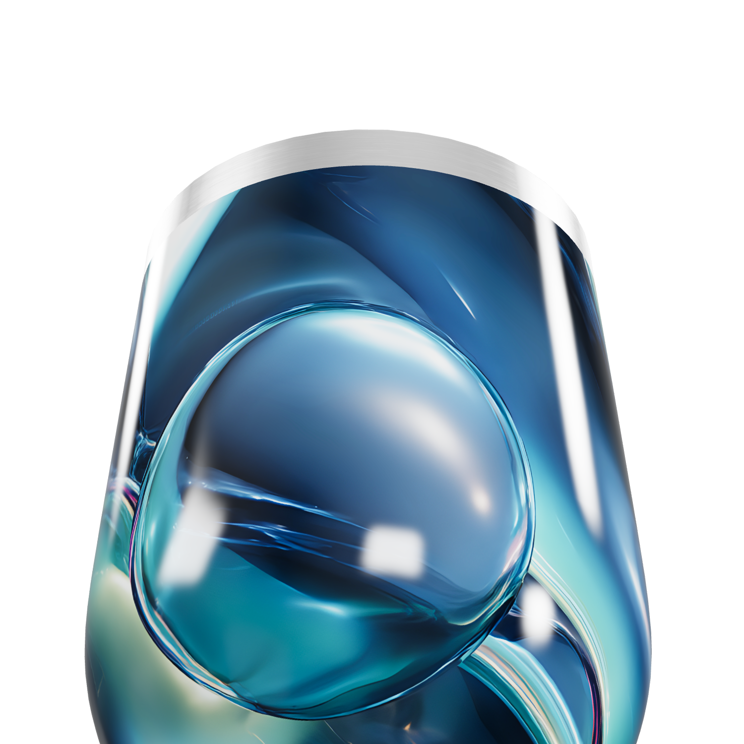 Copo Térmico Slim - Design Azul Abstrato