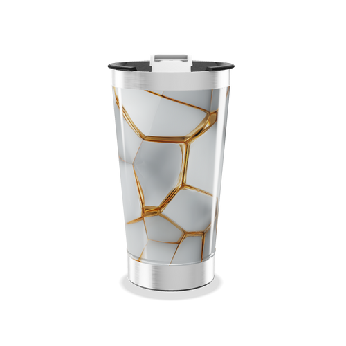 Copo Térmico - Com estampa hexagonal dourada