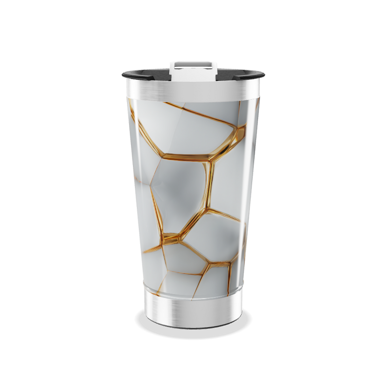 Copo Térmico - Com estampa hexagonal dourada