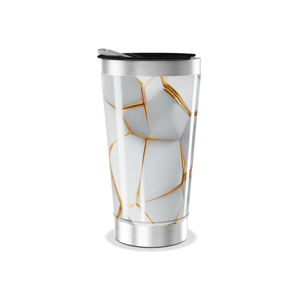 Copo Térmico - Com estampa hexagonal dourada