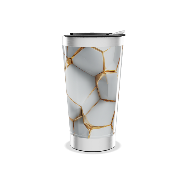 Copo Térmico - Com estampa hexagonal dourada