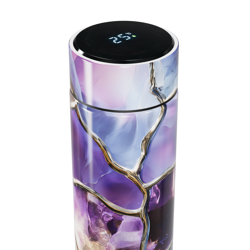 Garrafa Térmica Touch Roxa Estampa Mármore