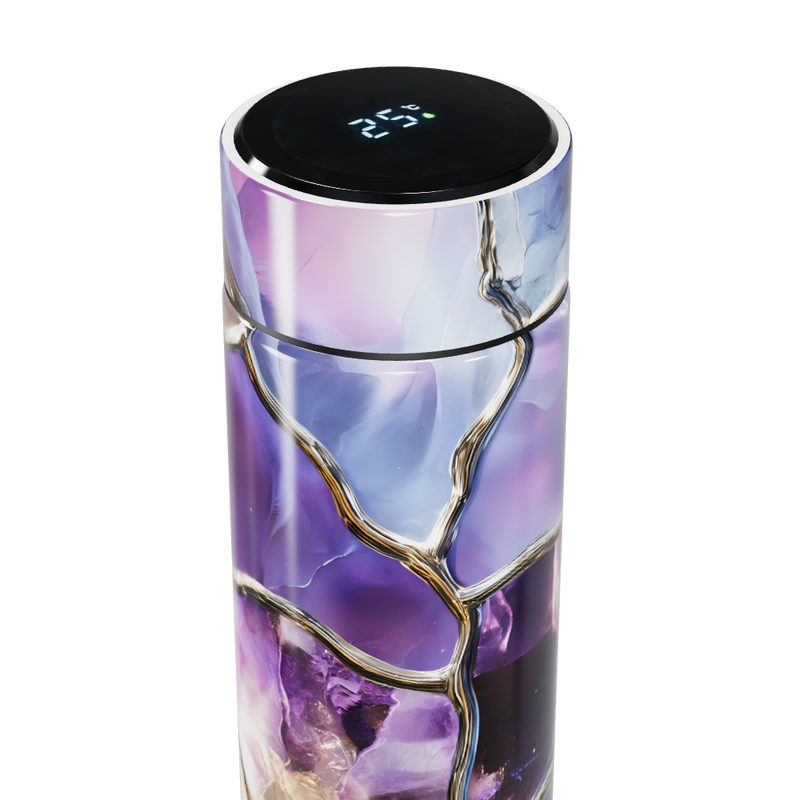 Garrafa Térmica Touch Roxa Estampa Mármore