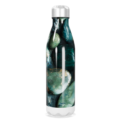 Garrafa Inox - Verde com Estampa de Pedras