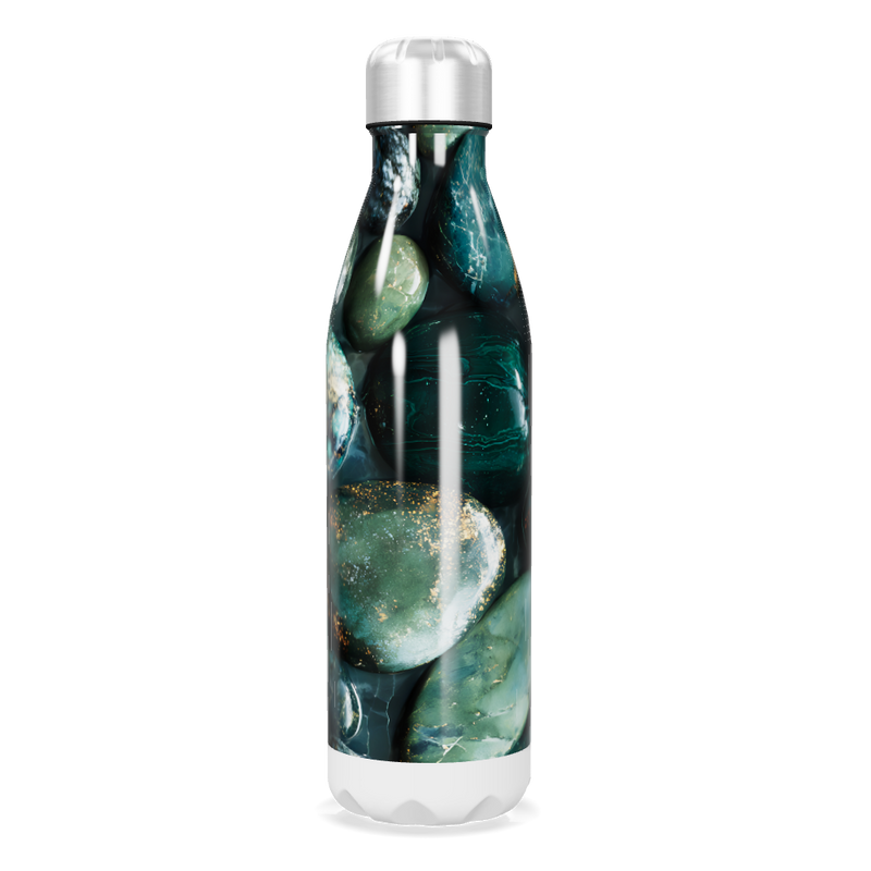Garrafa Inox - Verde com Estampa de Pedras