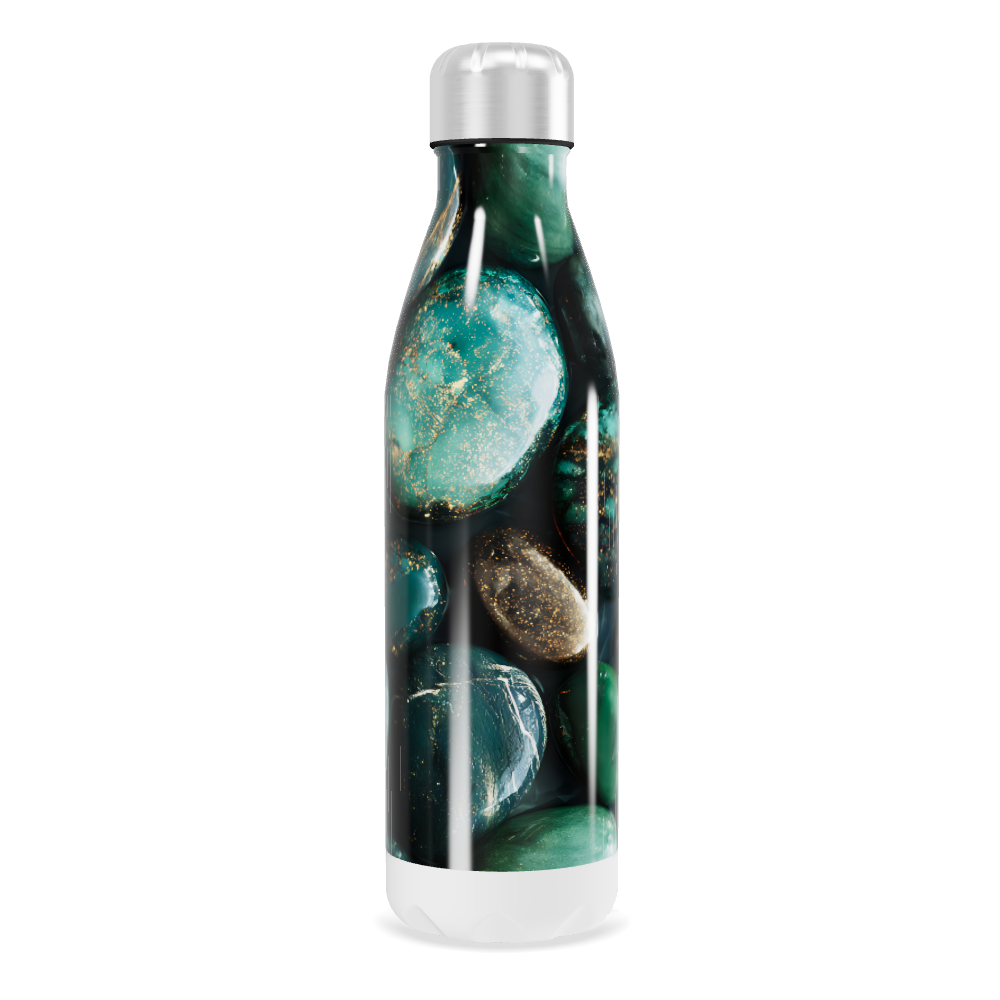 Garrafa Inox - Verde com Estampa de Pedras