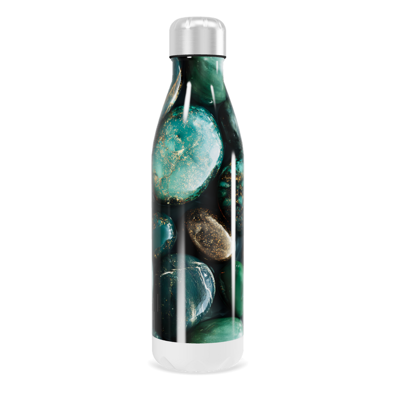 Garrafa Inox - Verde com Estampa de Pedras