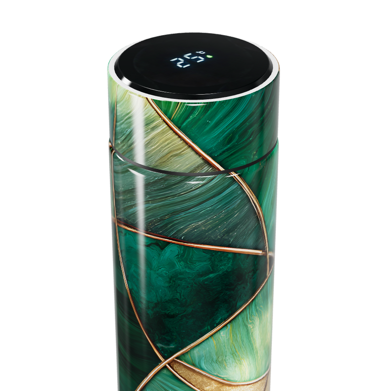 Garrafa Térmica Touch Verde com Design Marmorizado