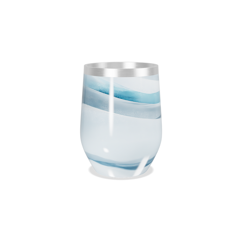 Copo Térmico Slim - Azul com Estampa Ondulada