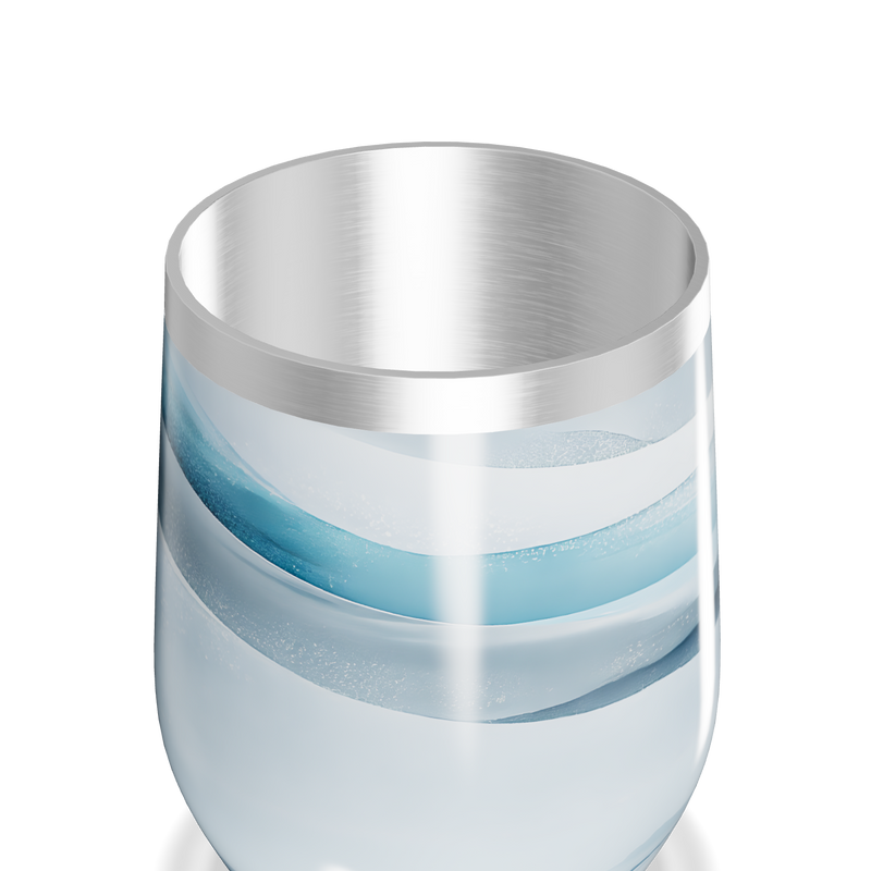 Copo Térmico Slim - Azul com Estampa Ondulada