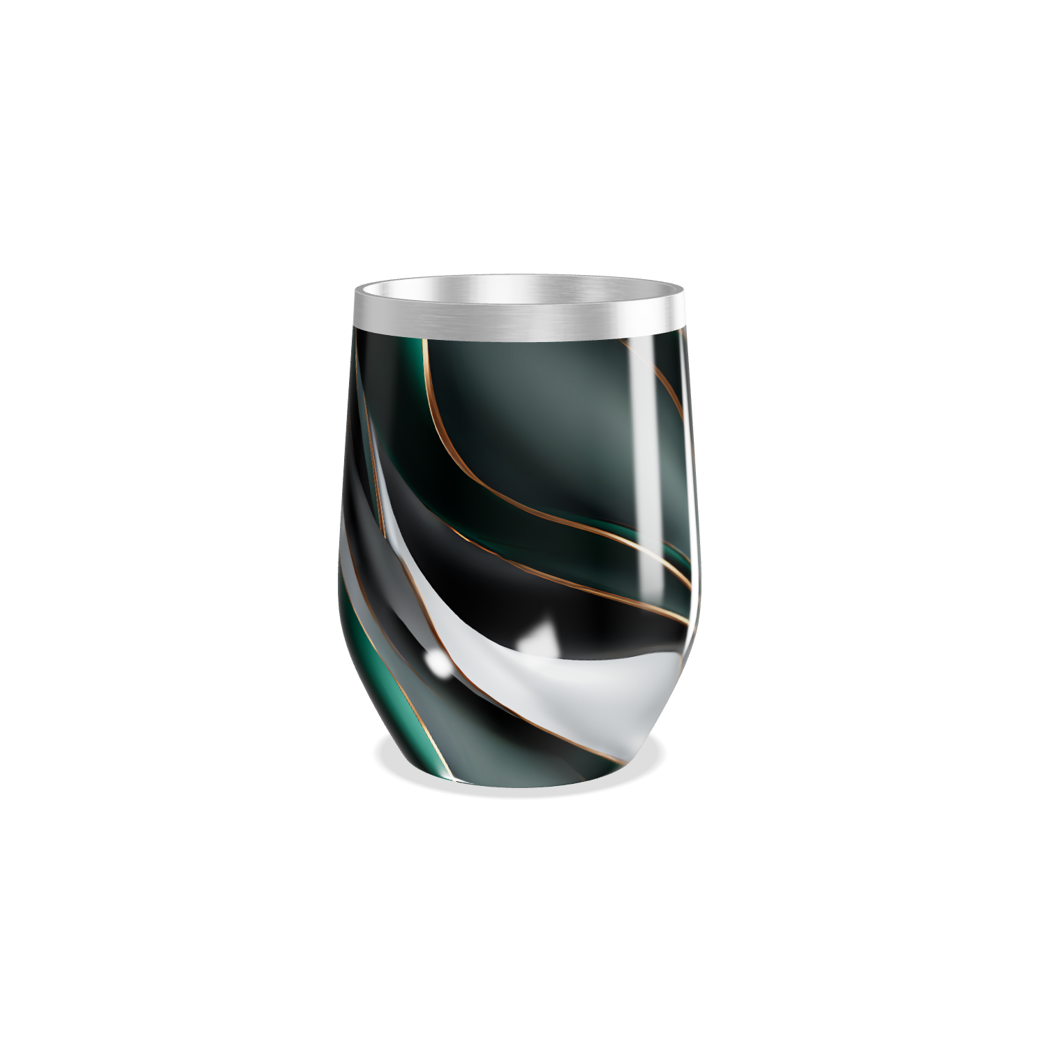 Copo Térmico Slim - Verde com Listras Modernas