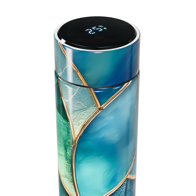 Garrafa Térmica Touch - Azul Vidro Decorado