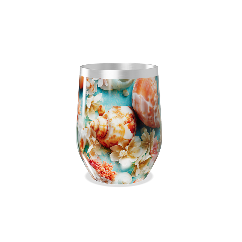 Copo Térmico Slim - Flores e Conchas Oceano