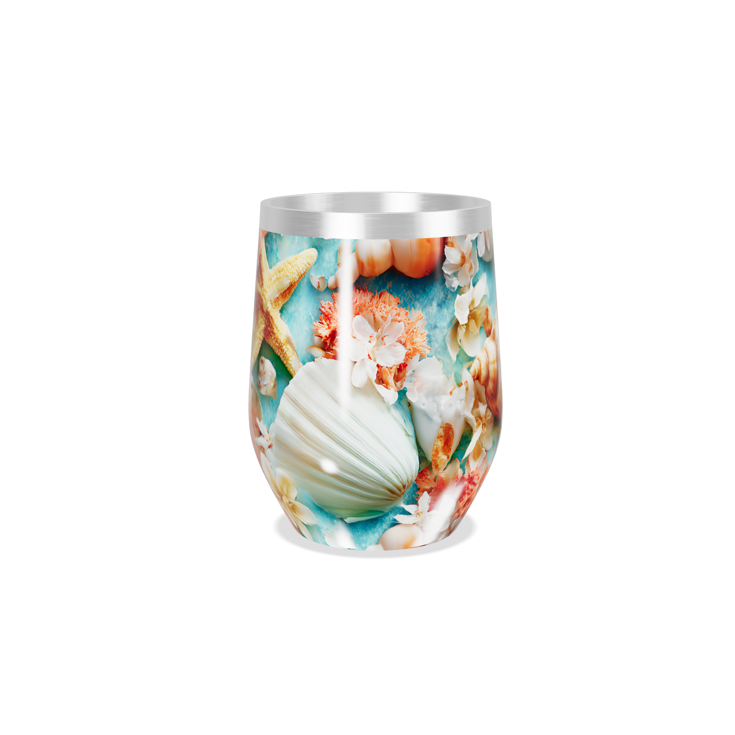 Copo Térmico Slim - Flores e Conchas Oceano