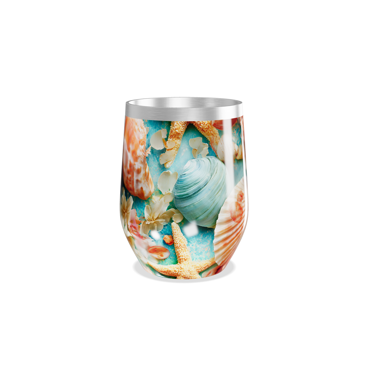 Copo Térmico Slim - Flores e Conchas Oceano