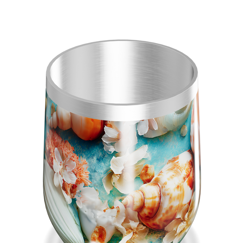 Copo Térmico Slim - Flores e Conchas Oceano