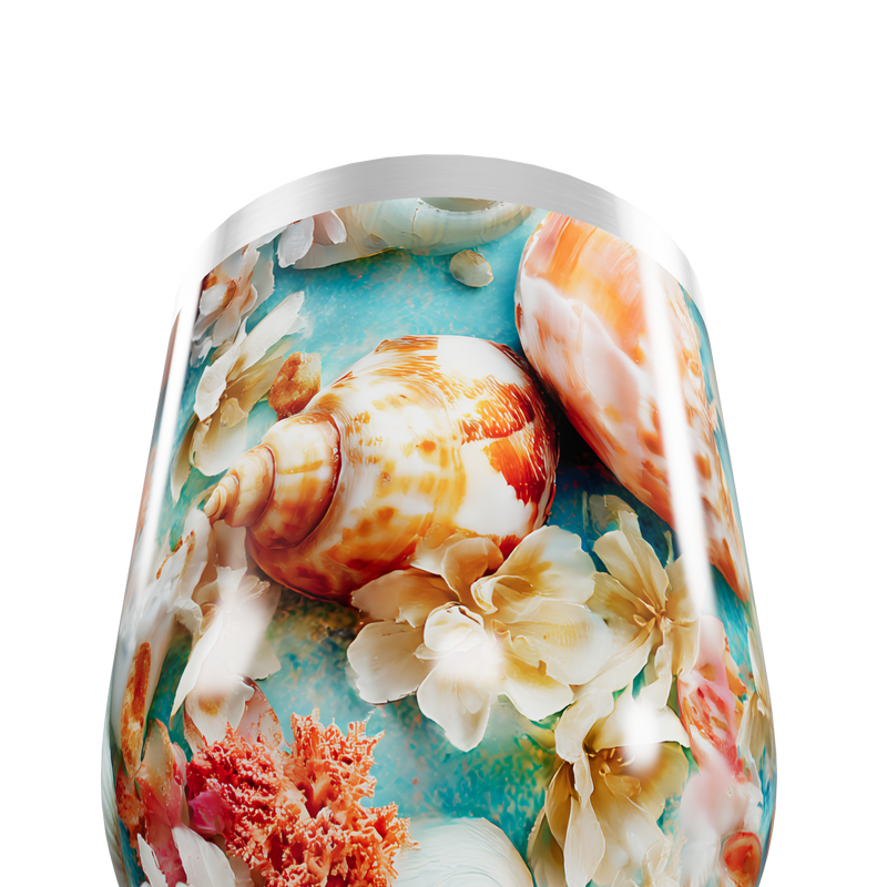 Copo Térmico Slim - Flores e Conchas Oceano