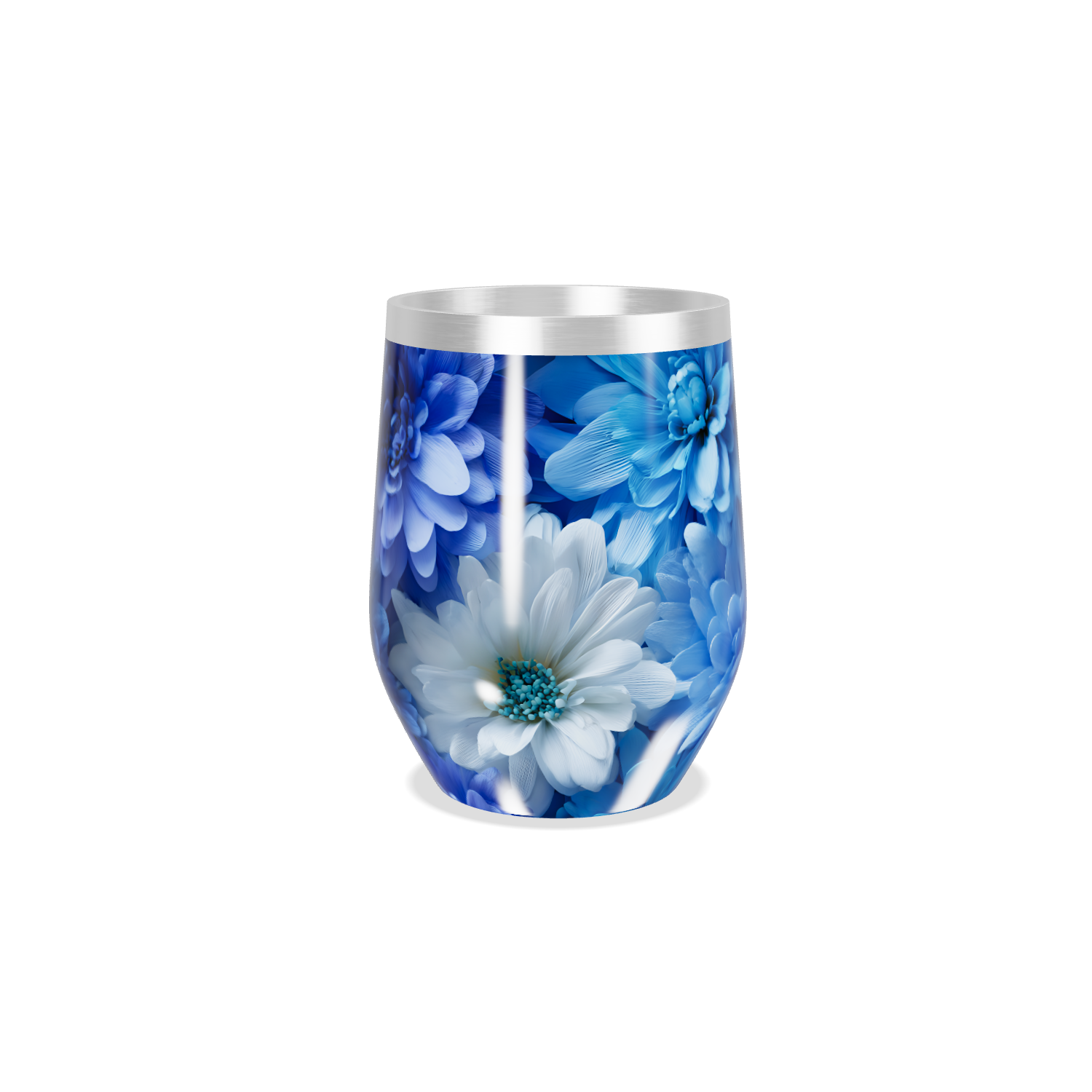 Copo Térmico Slim - Azul Floral Aço Inox
