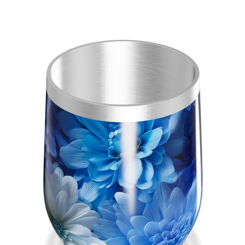 Copo Térmico Slim - Azul Floral Aço Inox