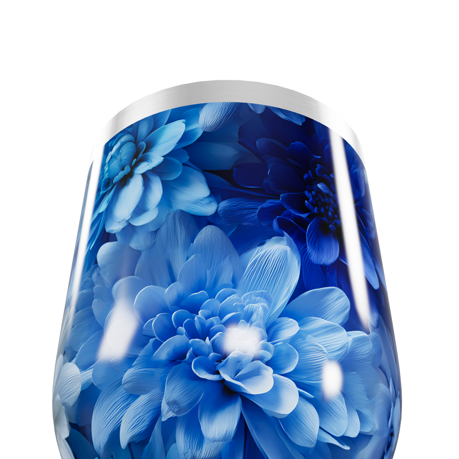 Copo Térmico Slim - Azul Floral Aço Inox