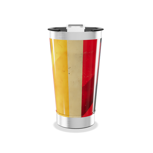 Copo Térmico - Listras Vermelho e Amarelo