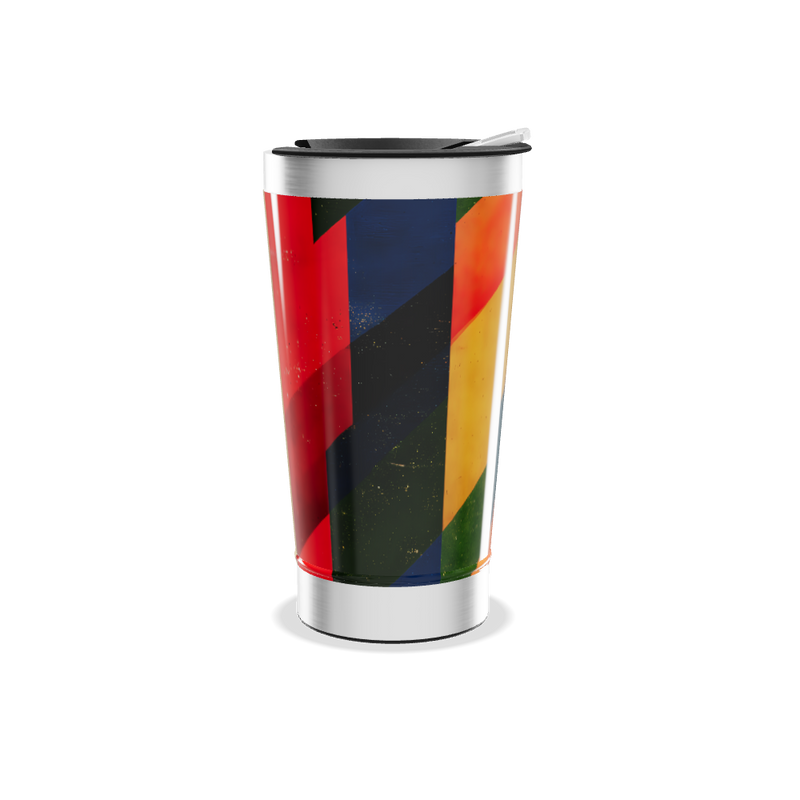 Copo Térmico - Listras Vermelho e Amarelo