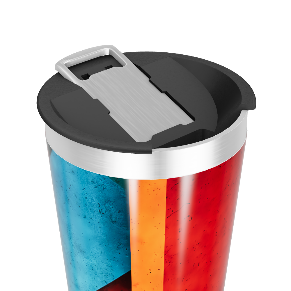 Copo Térmico - Vermelho com Listras Coloridas