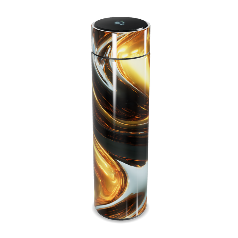 Garrafa Térmica Touch - Preto e Dourado com Display