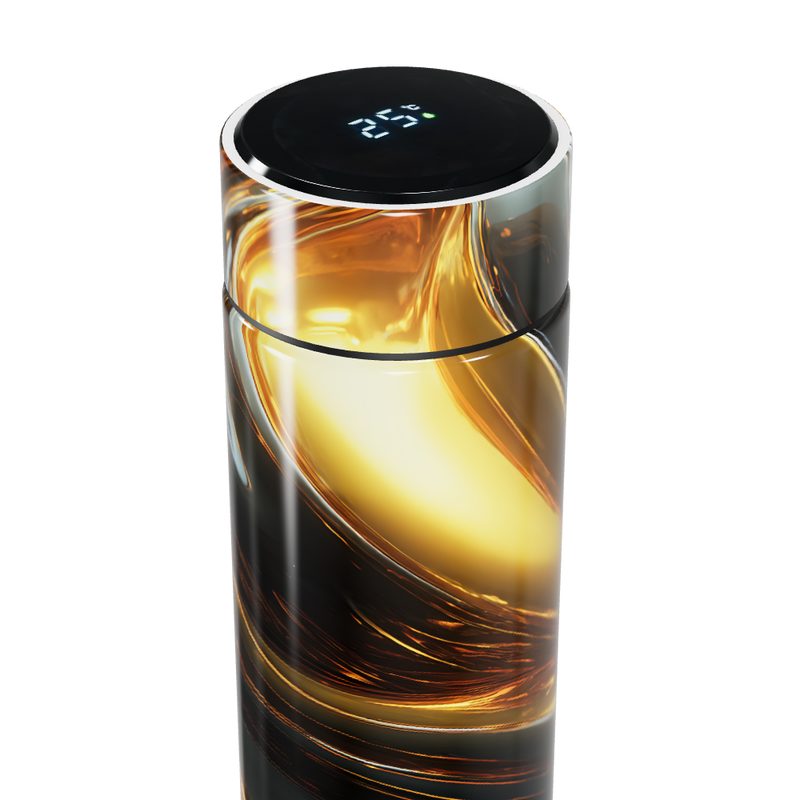 Garrafa Térmica Touch - Preto e Dourado com Display