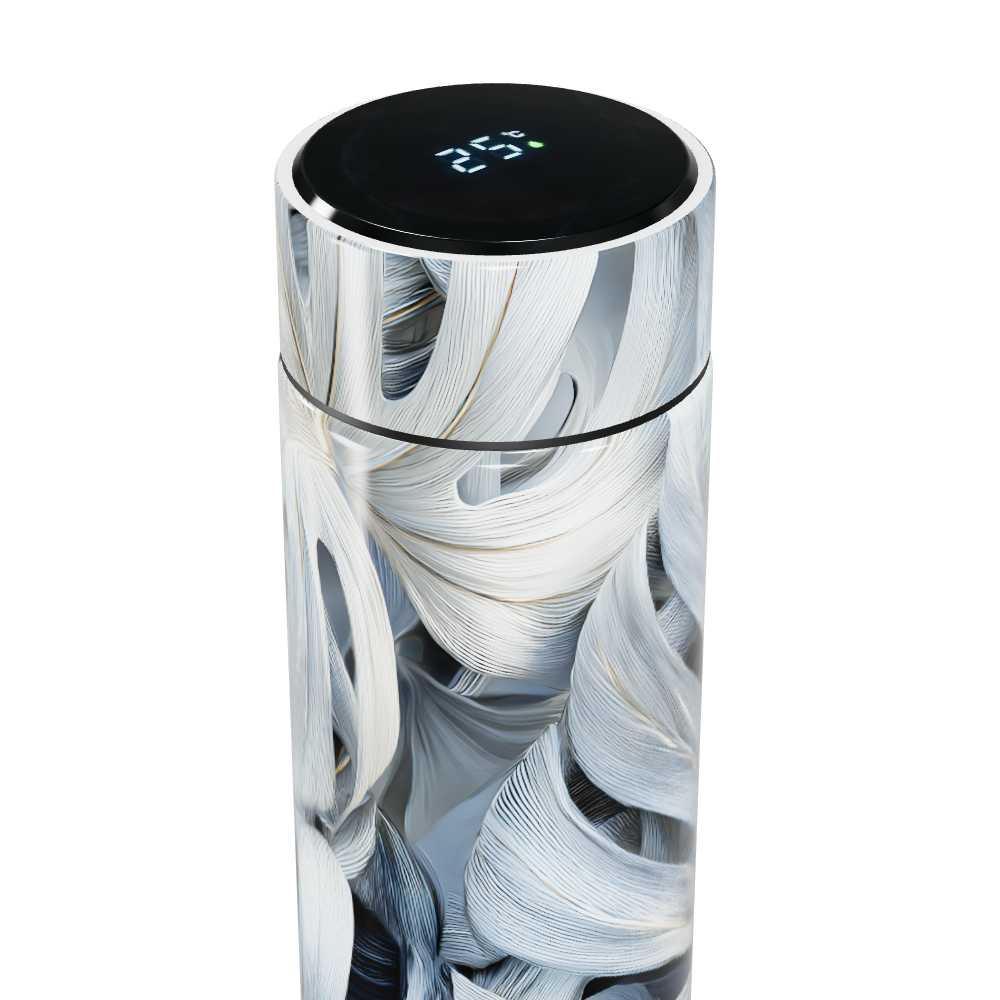 Garrafa Térmica Touch - Design Folhas Brancas