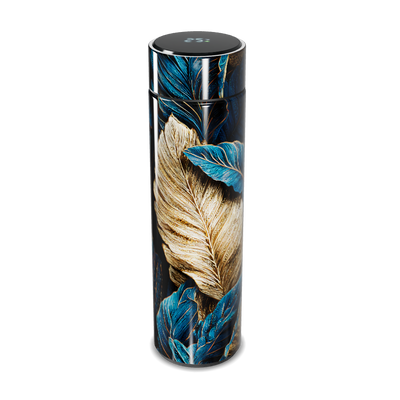 Garrafa Térmica Touch - Folhas Azul Dourado