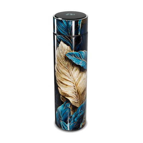 Garrafa Térmica Touch - Folhas Azul Dourado
