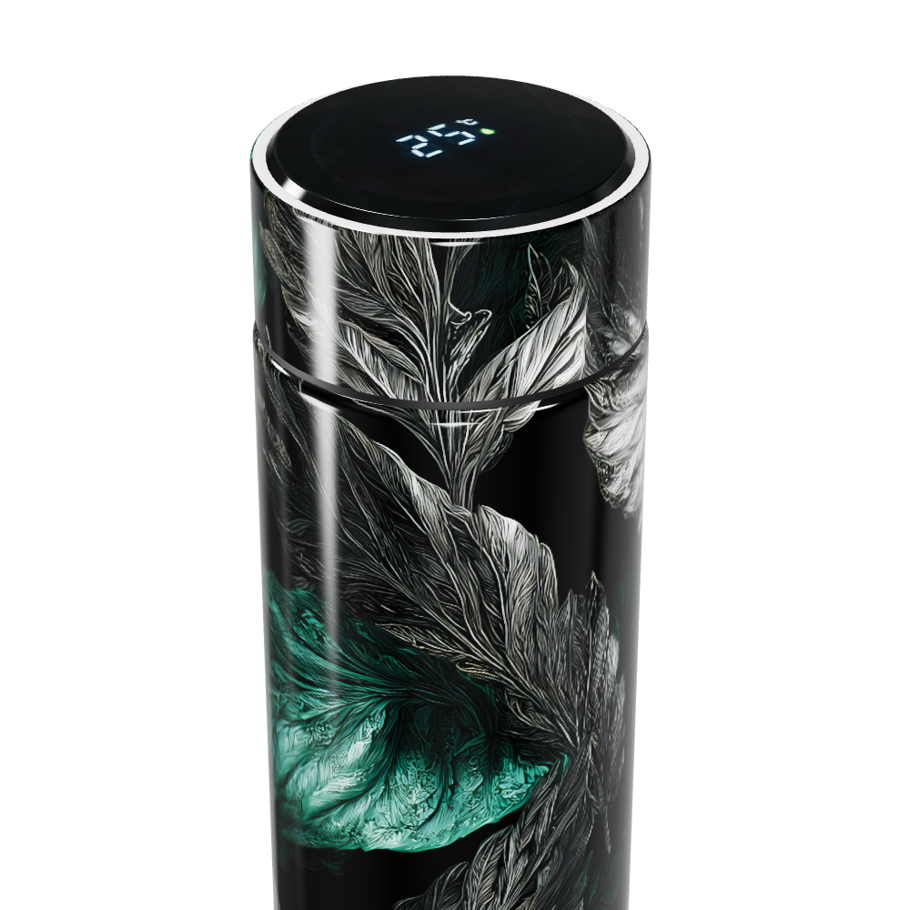 Garrafa Térmica Touch - Folhas Preto Verde