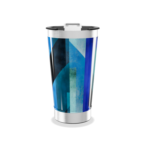 Copo Térmico - Azul Geométrico Aço Inox