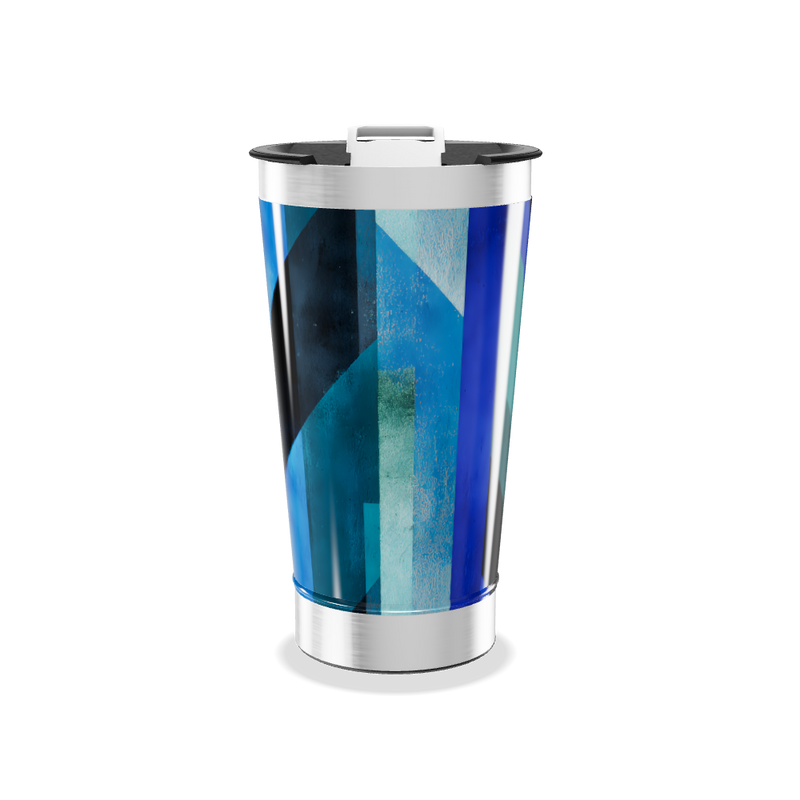 Copo Térmico - Azul Geométrico Aço Inox
