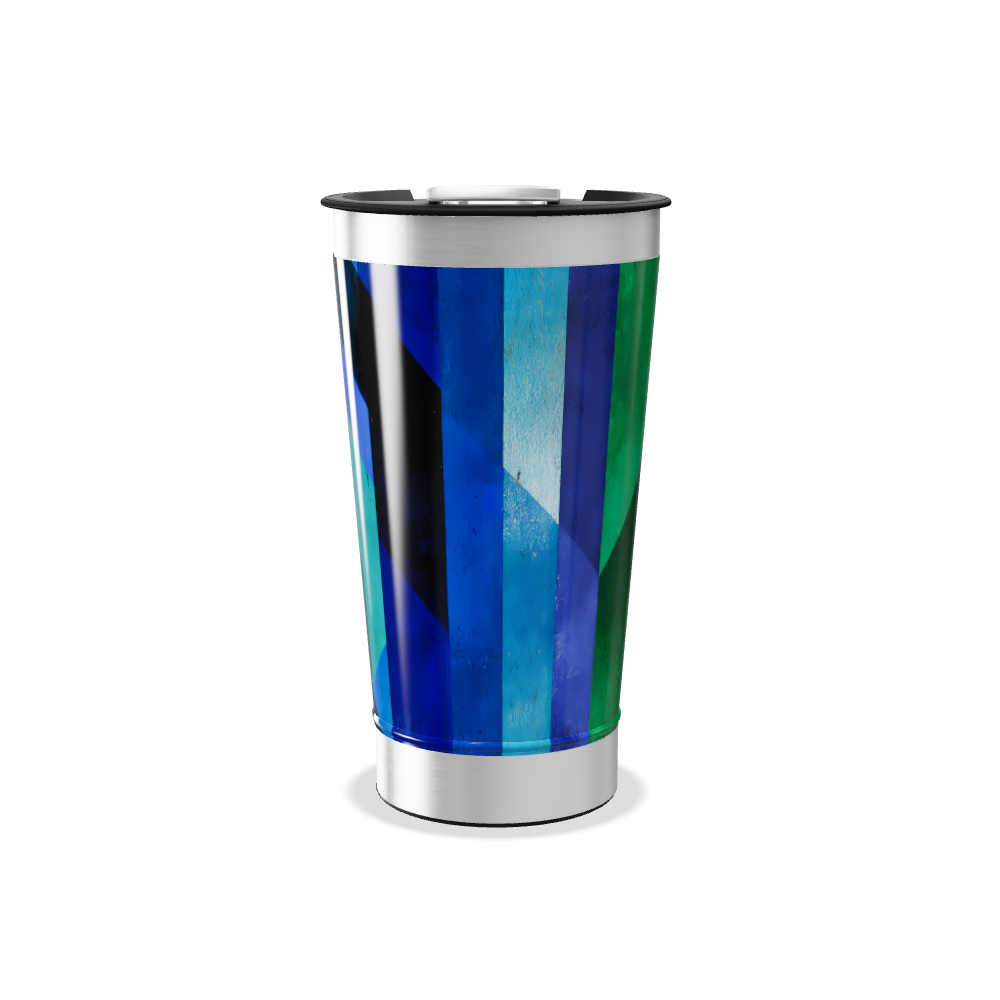 Copo Térmico - Azul Geométrico Aço Inox