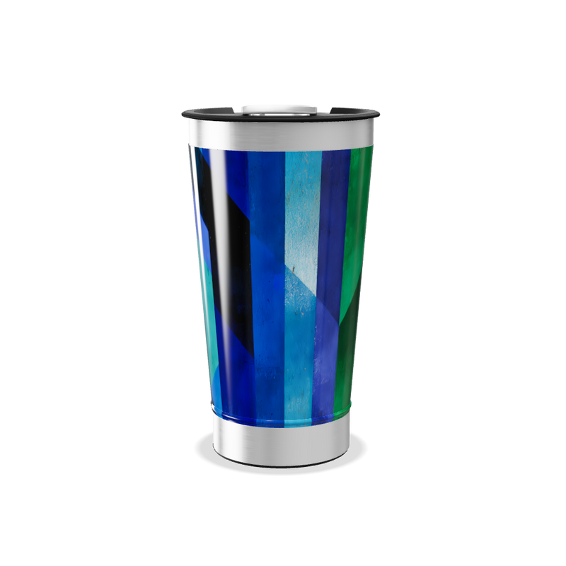 Copo Térmico - Azul Geométrico Aço Inox