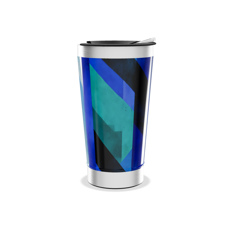 Copo Térmico - Azul Geométrico Aço Inox