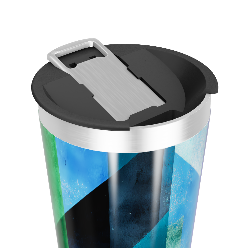 Copo Térmico - Azul Geométrico Aço Inox