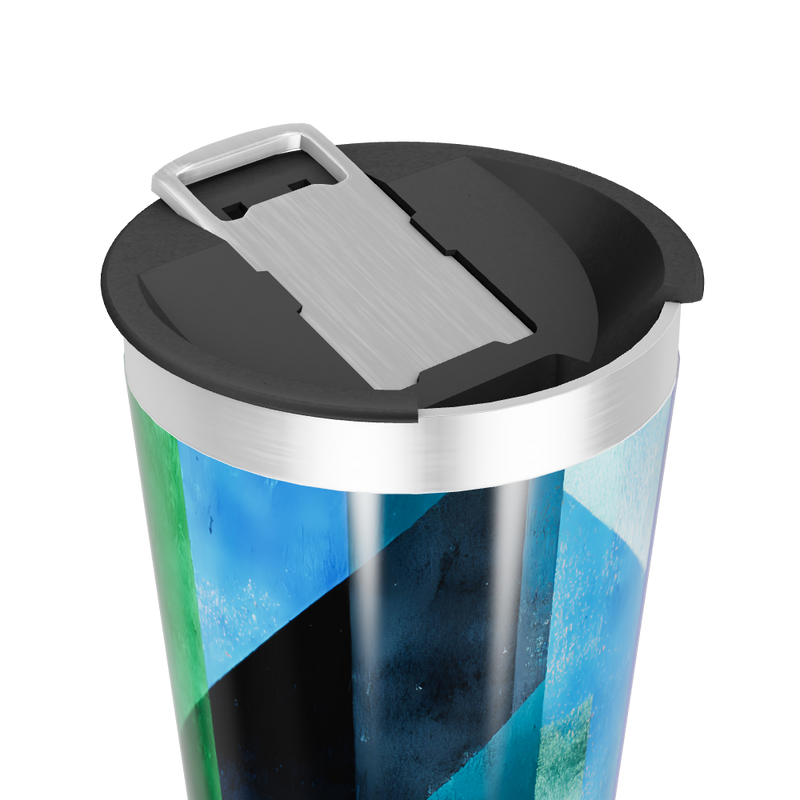 Copo Térmico - Azul Geométrico Aço Inox