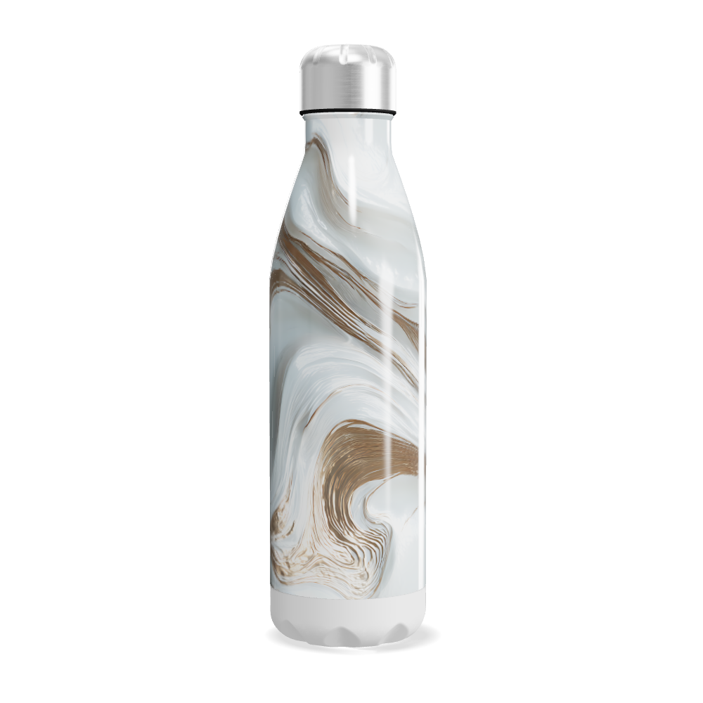 Garrafa Inox - Marmorizada Branco e Dourado