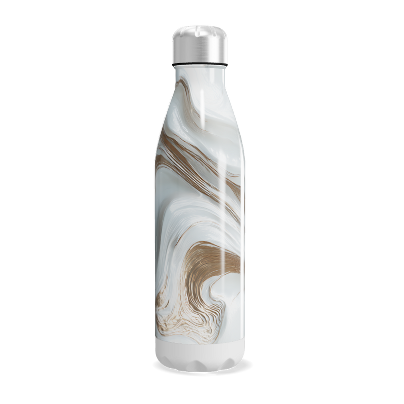 Garrafa Inox - Marmorizada Branco e Dourado