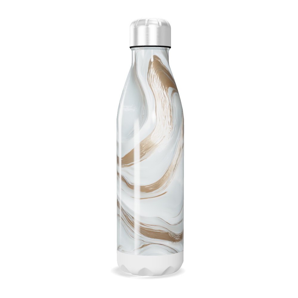 Garrafa Inox - Marmorizada Branco e Dourado
