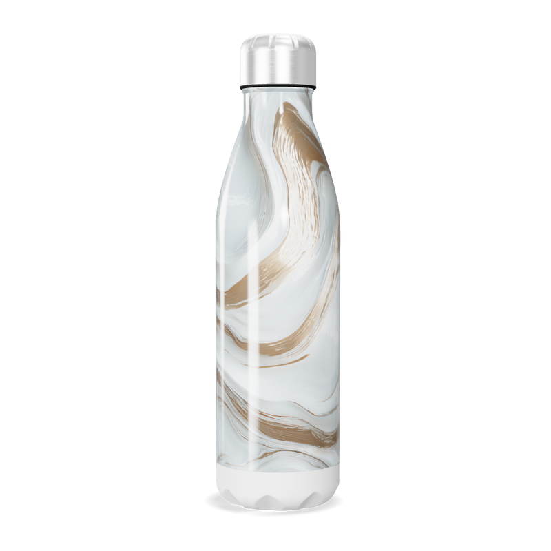 Garrafa Inox - Marmorizada Branco e Dourado
