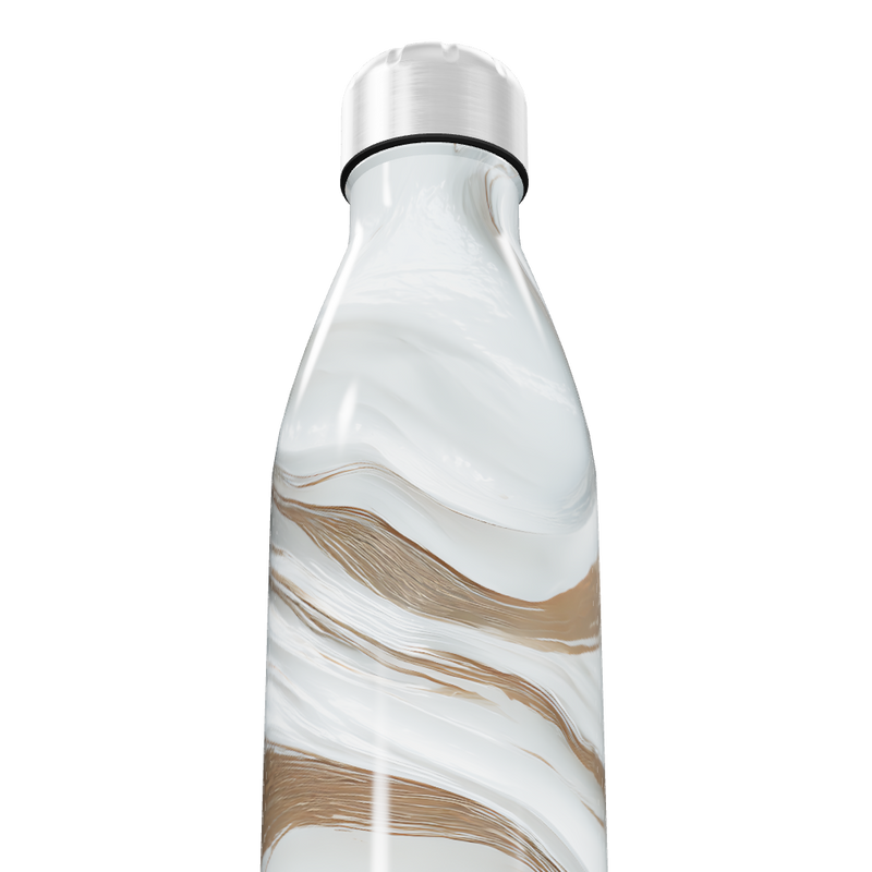 Garrafa Inox - Marmorizada Branco e Dourado