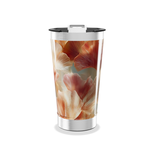 Copo Térmico - Floral com Tampa Branca