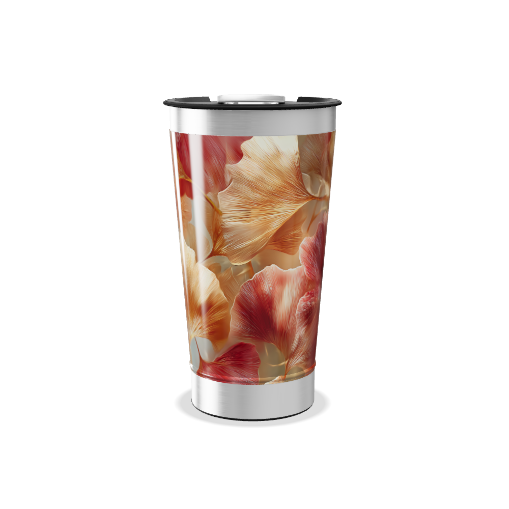 Copo Térmico - Floral com Tampa Branca