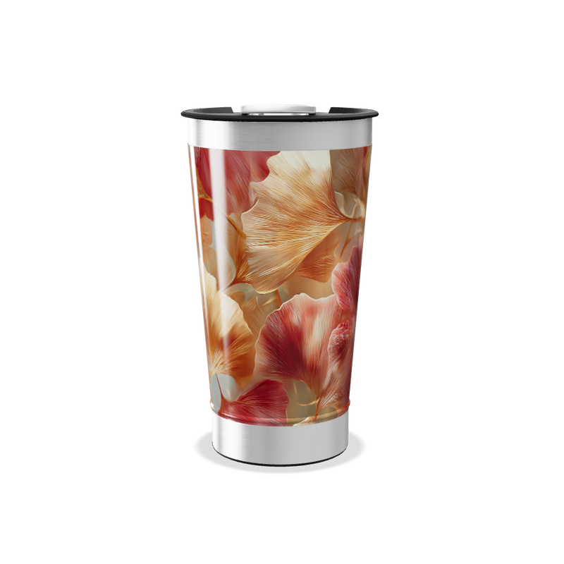 Copo Térmico - Floral com Tampa Branca