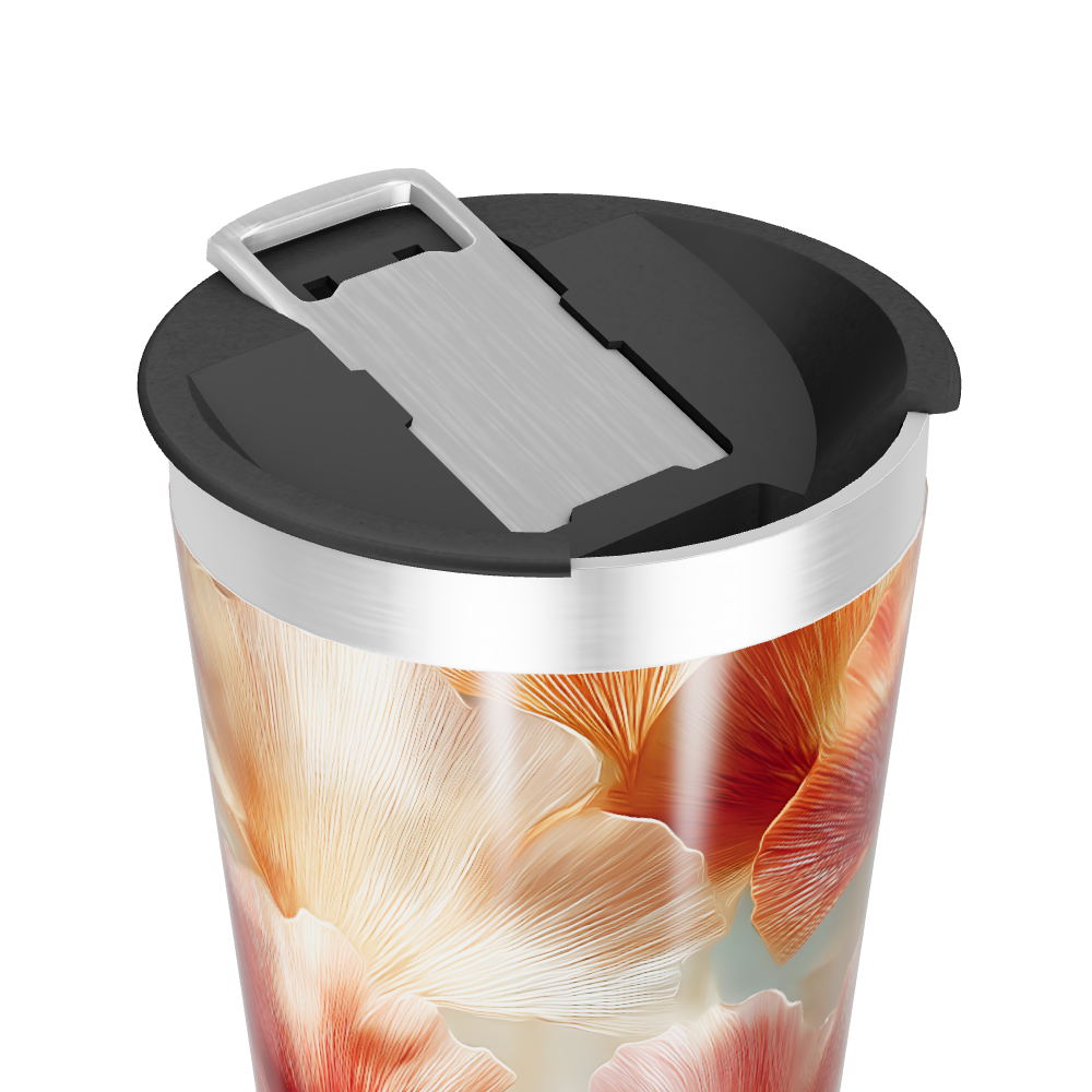 Copo Térmico - Floral com Tampa Branca